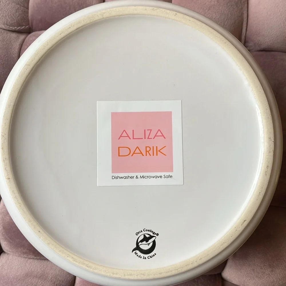 Ceramic Dog Bowl with blue ocean coral print on pink background
